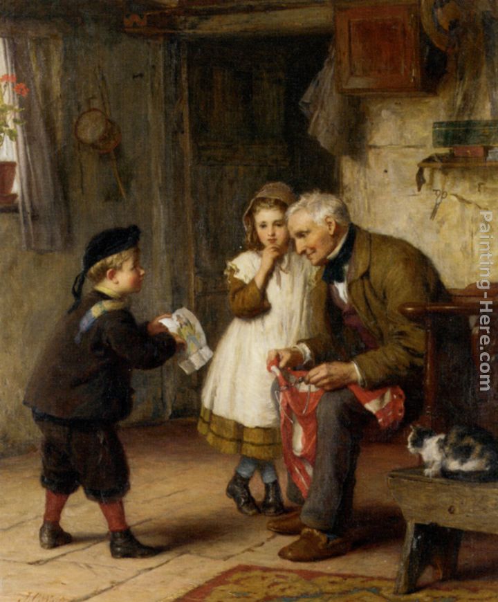Surprise for Grandfather painting - James Clarke Waite Surprise for Grandfather art painting